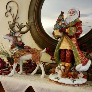 Fitz & floyd retired Christmas Santa & reindeer